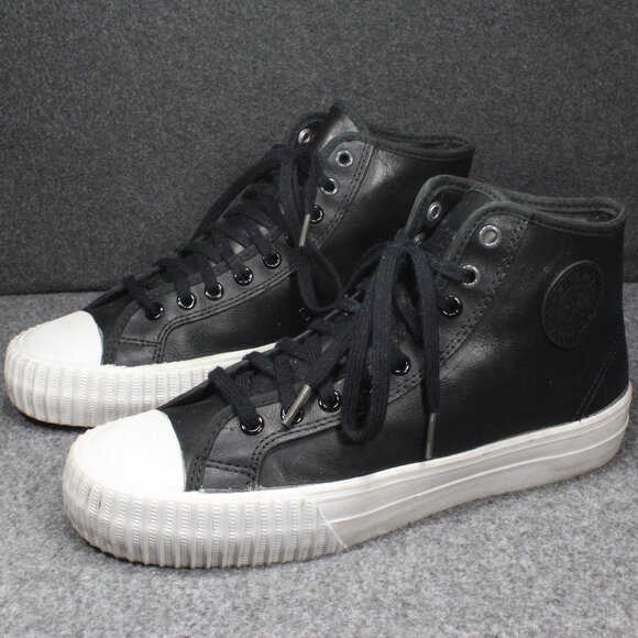 Rare PF Flyers High Top Vulcanized Black / White Unisex Mens Size 8 Womens 9.5 - Picture 1 of 13